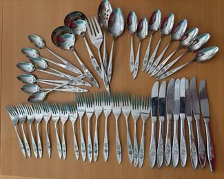 Vintage 1960s Oneida Community My Rose Stainless Flatware & Serving Utensils