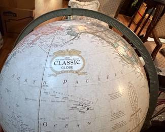 George F. Cram 12” Globe Raised Relief Decorative Floor Metal Base Classic VTG