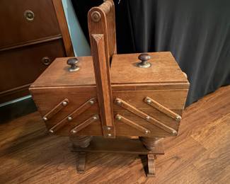 Vintage Large Cantilevered Sewing Box