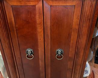Beautiful solid wood display cabinet with marble top