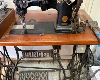Antique Singer 72W19 Sewing Hemstitch Machine on original stand