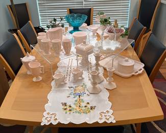 Vintage Fostoria Pink Milk Glass