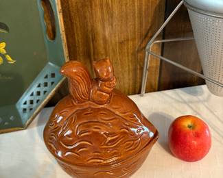 Squirrel on Walnut covered bowl