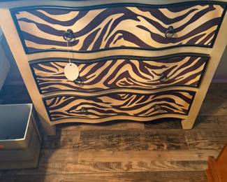 Zebra print chest of drawers