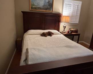 SAATVA  Queen size bed with adjustable base. and mattress. HEAD and feet both raise.                                                  Headboard, footboard and rails can be sold separately. 