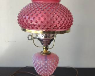 MINTY VINTAGE 50s PRELOGO FENTON GLASS CRANBERRY OPALESCENT HOBNAIL HUGE 20 LAMP