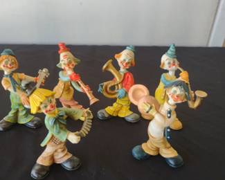 Fontanini clown figurines, likely from Italy