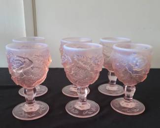 Madonna Inn Wild Rose Pressed Glass Goblet