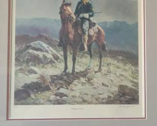 depiction of the artwork titled Indian Scout by Olaf Wieghorst