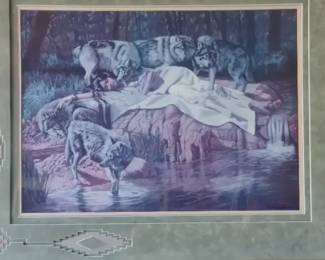 print titled DiiTah aka The Princess and Her Wolves by Crow Indian artist Penni Anne Cross