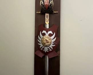 Decorative Spanish sword on backplate