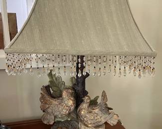 One of a pair of lamps know as "Nesting Doves with Bloomfield Finish"or "Turtle Doves Parents"