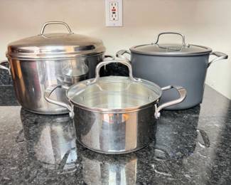85 3PotCookwareSetwithLidsCuisinartStainlessNonstick