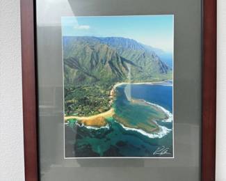 108 SignedAerialHawaiiCoastlinePhotographMattedFramed