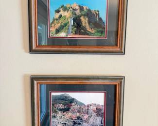 38 Setof2FramedItalyPrintsHilltopVillageCoastalTown