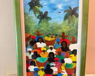 18 ColorfulMarketScenePaintingSignedbyArtistFramed