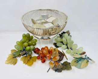 142 JadeGrapesAppleLotwSilverPlateBowlNapkinRings