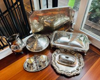 146 SilverPlateServingLotFBRogersMRRsDerbySilverMore