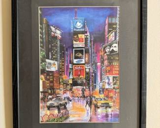 64 FramedTimesSquareCityscapePrintNightLightsTaxiScene
