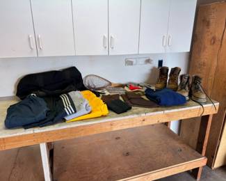 114 FishingOutdoorGearLotSimmsBootsNetsApparelBag