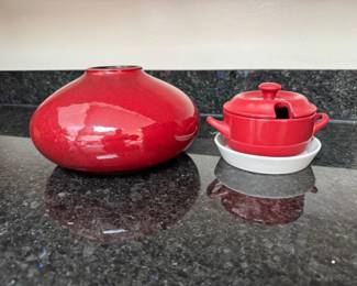 89 RedCeramicVaseSugarPotAmanoGermanyPier1Imports