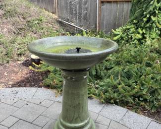 44 OutdoorPedestalBirdBathFountainGreenGlazedCeramic