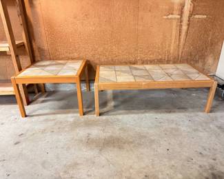 130 TileTopCoffeeSideTablesHeavyStoneSurfaceWoodBase