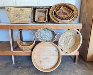 128 MixedBasketCollectionWovenRattanHandcraftedLot