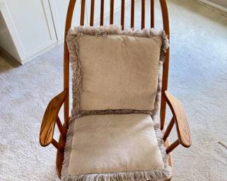 42 WoodenRockingChairwTallSlatBackCushions