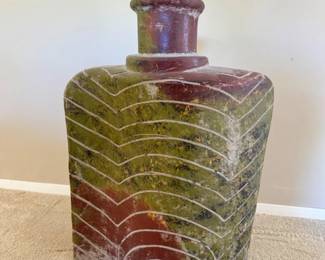 23 LargeHandcraftedCeramicVaseGreenRedFinish