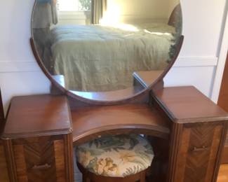 Vanity with Mirror and Stool