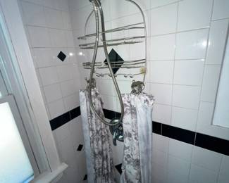 shower curtain and rack