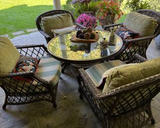 Wicker Outdoor Club Chairs and Table Set by Lane Furniture