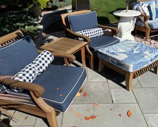 Teak Club Chairs and Ottoman