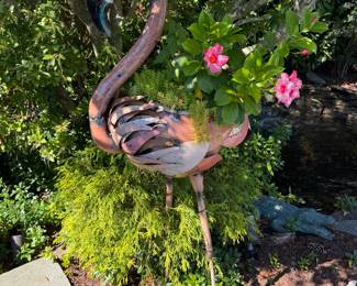 Large Metal Flamingo