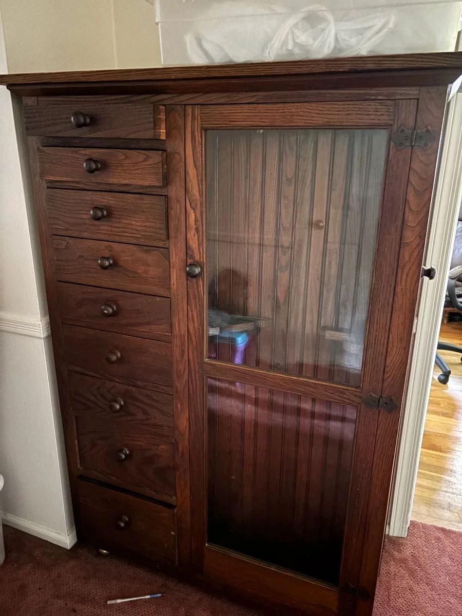 Antique 1920's Handcrafted Oak Pantry & Storage Cabinet 