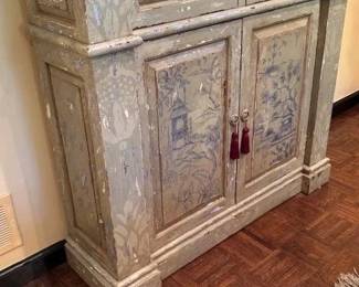 Vintage Chinoiserie Liquor Cabinet W 42" H 39.5" D 12.5"