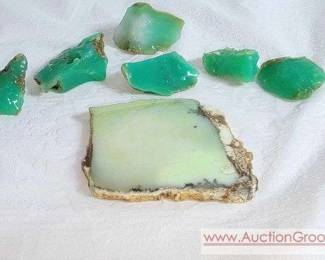 2 CHRYSOPRASE SLAB at 32 grams and Chunks 64 grams
