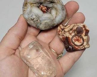 Gem and Mineral Collection. Herkimer Diamonds, Montana Agate, Baritz, Azutite, Selenite, Satin Spar. Barite Ros