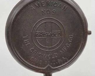 1 Griswold 9 Cast Iron Waffle Iron.