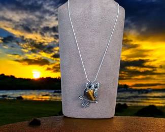 Tigers Eye Owl Necklace Tested 