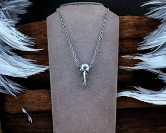 Steampunk Crow Bird Skull Necklace 