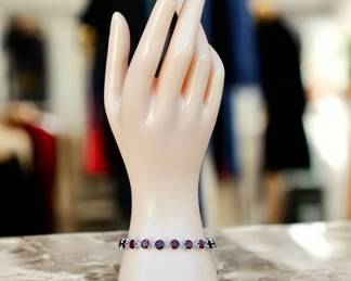  02 JTV Vermelho Garnet Bracelet 16.20 Ctw  Rhodium Over Sterling Silver