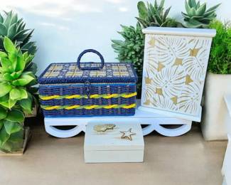 Jewelry Box Trinket Box  Vintage Sewing Box 