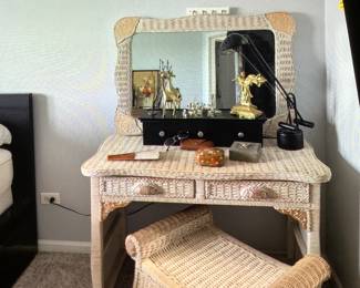 Three piece Pier One Imports Jamaica Collection  Desk, Vanity and Stool Set