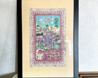Amate bark painting Luis Santos Folk Art - framed