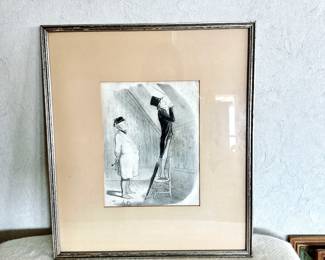 Honore Daumier 1970 Etching standing on chair