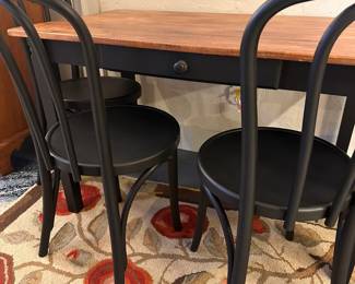 Kitchen Table and 3 Bentwood Chairs. Table has a silveware drawer and is perfect small space set