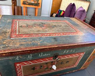 Antique Painted Chest - Storage Chest - Carpenter's Chest 1800s