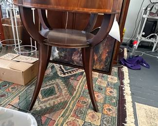 Leather Top End Table Round